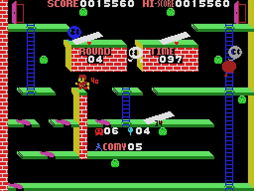 画像ギャラリー No.002のサムネイル画像 / 「C-SO（MSX版）」，プロジェクトEGGで会員向けに無料配信開始。シーソーやトランポリンなどを駆使してワルガキたちをこらしめるACTゲーム