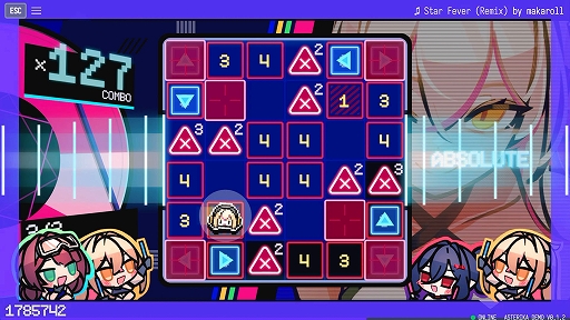画像ギャラリー No.005のサムネイル画像 / 6×6のグリッド上で音楽に合わせて弾幕を避けるリズムACT「アステリカ:ファントムローズ・リフレイン」,デモ版をリリース