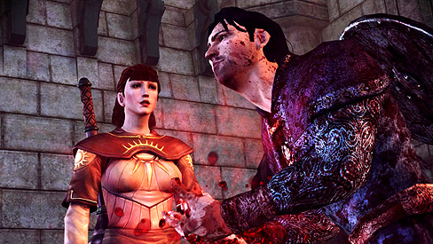 画像ギャラリー No.001のサムネイル画像 / 「Dragon Age: Origins」，ベットリついた血を拭いてから話そうよ……と言いたくなるようなスクリーンショットを掲載
