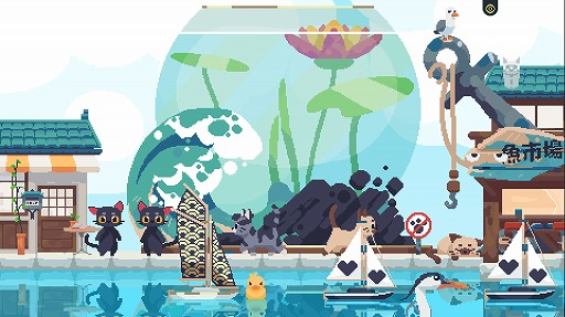 画像ギャラリー No.001のサムネイル画像 / お刺身派ねこも，日向ぼっこ派ねこも大満足。ねこがお客さんになる“猫の島”づくりゲーム「キャットアイランド」がSteamで本日発売