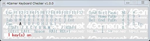 画像ギャラリー No.005のサムネイル画像 / 「4Gamer Keyboard Checker」公開。キーボードのロールオーバーや同時押し対応をチェックしてみよう