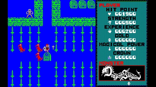 画像ギャラリー No.002のサムネイル画像 / 「EGGコンソール ドラゴンスレイヤー LEVEL 2.0 PC-8801」配信開始。限られた装備と多彩な魔法を駆使して3つ首のドラゴンに挑む