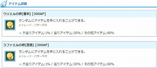 画像ギャラリー No.002のサムネイル画像 / 「AngelLoveONLINE」エンジェルモールで「ウリエルの卵(審判)」「ラファエルの卵(思想)」期間限定販売