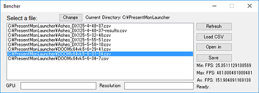 画像ギャラリー No.009のサムネイル画像 / DX12,Vulkan&UWP対応のフレームレート計測ツール「PresentMonLauncher」が登場。さっそく使ってみた