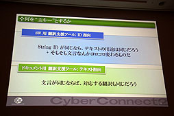 画像ギャラリー No.020のサムネイル画像 / ［CEDEC 2012］今後増加する「世界同時発売」に備え，ローカライズ環境をどう整えるべきか。「ゲームに使える翻訳支援ツールの要件」レポート