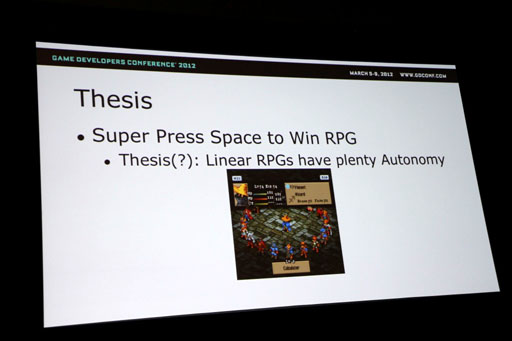 画像ギャラリー No.004のサムネイル画像 / ［GDC 2012］エアリスは冒険の途中で死んでしまったからこそ良いのだ――ゲームデザインのルールをあえて破る有効性