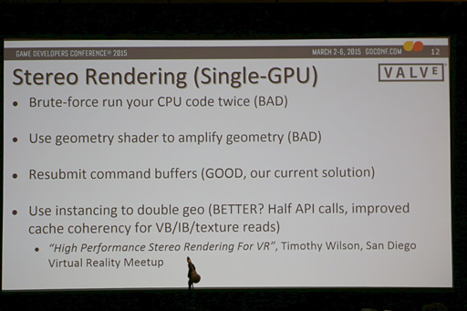 画像ギャラリー No.010のサムネイル画像 / ［GDC 2015］「SteamVR」とは何か？ ValveがそのVRレンダリング技術を語る