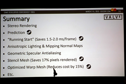 画像ギャラリー No.016のサムネイル画像 / ［GDC 2015］「SteamVR」とは何か？ ValveがそのVRレンダリング技術を語る