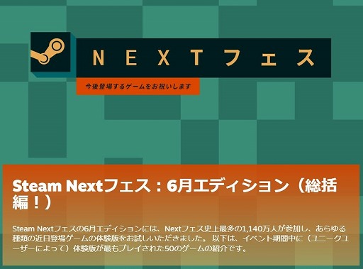 画像ギャラリー No.001のサムネイル画像 / 参加者は過去最多の1140万人。「Steam Next Fest」6月エディション,もっともプレイされた50タイトルを紹介する総括編ページを公開