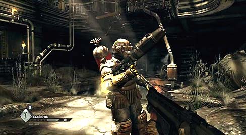 画像ギャラリー No.004のサムネイル画像 / Bethesda Softworksが「Rage」の最新ムービーを公開。火炎放射で攻撃を仕掛けるボスを相手に,クモ型セントリーボットなどを使って倒すのだ