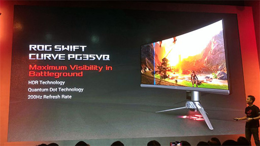 画像ギャラリー No.002のサムネイル画像 / ［COMPUTEX］ASUS，HDRと垂直200Hz表示に対応するゲーマー向け湾曲型液晶ディスプレイの投入を予告