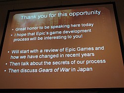 画像ギャラリー No.036のサムネイル画像 / ［TGS 2009］Epic Gamesが語る「ゲーム開発，四つの秘訣」。特別講演「『Gears of War』フランチャイズを世界の舞台へ」レポート