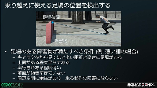 画像ギャラリー No.007のサムネイル画像 / FINAL FANTASY XVにおける障害物とのインタラクション制御手法〜キャラの環境認識と適応した行動について