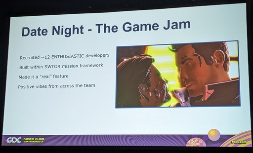 画像ギャラリー No.003のサムネイル画像 / ［GDC 2025］MMORPG「Star Wars: The Old Republic」のコミュニティをワクワクさせた，新たな“恋愛オプション”が作られたワケ
