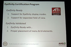 画像ギャラリー No.010のサムネイル画像 / ［GDC 2010］「EyefinityとCrossFireXをご贔屓に！」。AMDが両技術実装上のポイントを解説し，サポートを呼びかけ