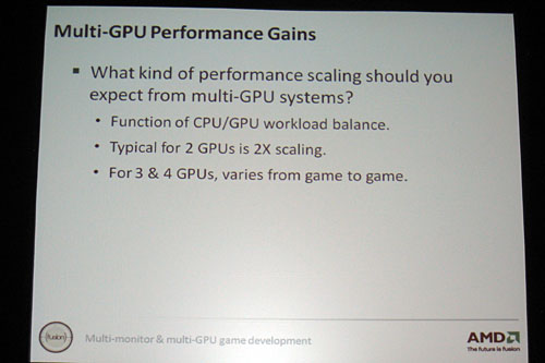 画像ギャラリー No.018のサムネイル画像 / ［GDC 2010］「EyefinityとCrossFireXをご贔屓に！」。AMDが両技術実装上のポイントを解説し，サポートを呼びかけ