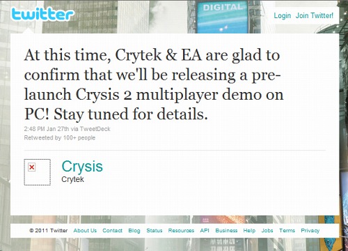 画像ギャラリー No.002のサムネイル画像 / ゲームファン待望のSF FPS「Crysis 2」のマルチプレイデモがPC向けにも近日登場予定。Crytekの公式Twitterで明らかに