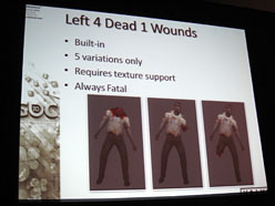 画像ギャラリー No.004のサムネイル画像 / ［GDC 2010］ゾンビの切り刻み方，教えます。「Left 4 Dead 2」におけるダメージ表現手法をValveが解説