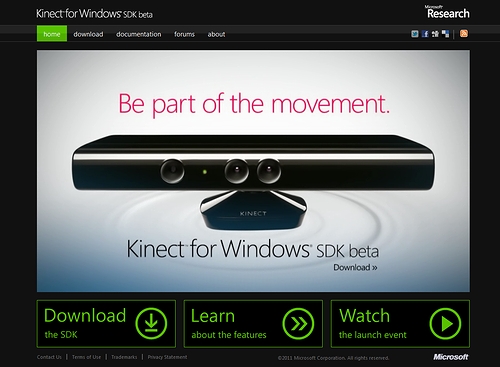 画像ギャラリー No.002のサムネイル画像 / Microsoft，モーションセンサー「Kinect」をWindows 7で使用するためのソフトウェア開発キット「Kinect for Windows SDK beta」を無料公開