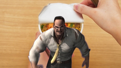 画像ギャラリー No.001のサムネイル画像 / このカプヌの食べ方には変革が必要だ！ 「カップヌードル」と「メタルギア ライジング リベンジェンス」がコラボした新CMが公開に