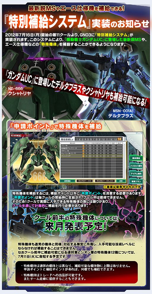 画像ギャラリー No.001のサムネイル画像 / 「GNO3」，7月実装の「特別補給システム」を公開。クシャトリヤも開発可能に