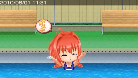 画像ギャラリー No.001のサムネイル画像 / 5月27日配信予定のPSP用DLC「DLマガジン デジタルなのは第四号」では,スク水のヴィータがプールで大はしゃぎ
