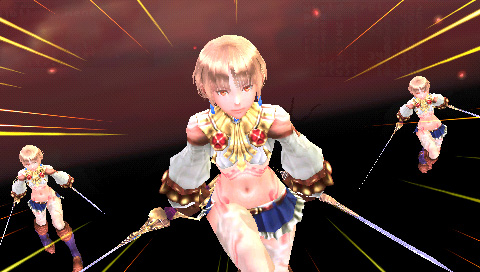 画像ギャラリー No.007のサムネイル画像 / レンの奥義「金色冠」をスクリーンショットでチェック! カプコン,PSP用RPG「LAST RANKER」の主人公ジグとヒロイン レンとの対決シーンを公開