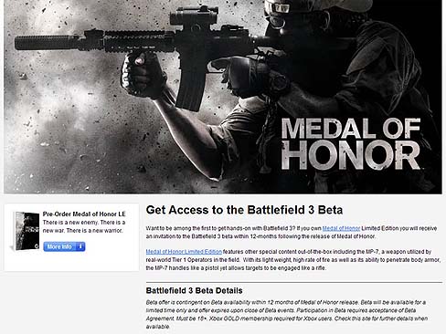画像ギャラリー No.002のサムネイル画像 / Electronic Artsが「Battlefield 3」の存在を明らかに。「Medal of Honor リミテッドエディション」購入者にβテストの参加権を付与