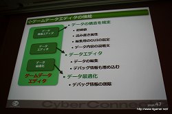 画像ギャラリー No.030のサムネイル画像 / ［CEDEC 2010］社内のゲーム開発基盤を整えてさらなる効率化を――サイバーコネクトツーの標榜する「開発の効率化を目指したゲームシステム」とは