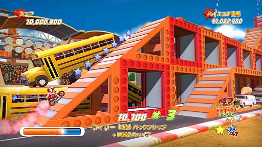 画像ギャラリー No.007のサムネイル画像 / Hello Games,PS3用ソフト「Joe Danger ディザスター マスター」を2012年1月26日に発売。向こうみずなスタントマンを操って,危険なバイクレースに挑め