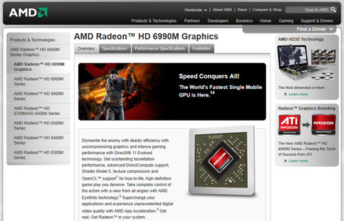 画像ギャラリー No.002のサムネイル画像 / AMD,ノートPC向けGPUのラインナップに「Radeon HD 6990M」を追加。シリーズ最上位モデル