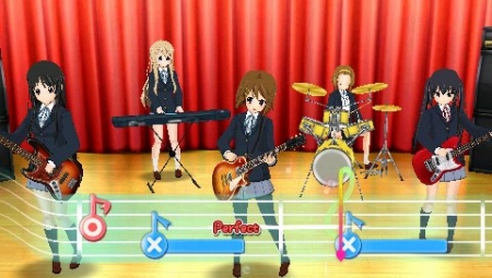 画像ギャラリー No.015のサムネイル画像 / 「けいおん！ 放課後ライブ！！」，リズムに合わせて“コンボ”を繋げよう。メンバーのテンションが上がると特別な演出が