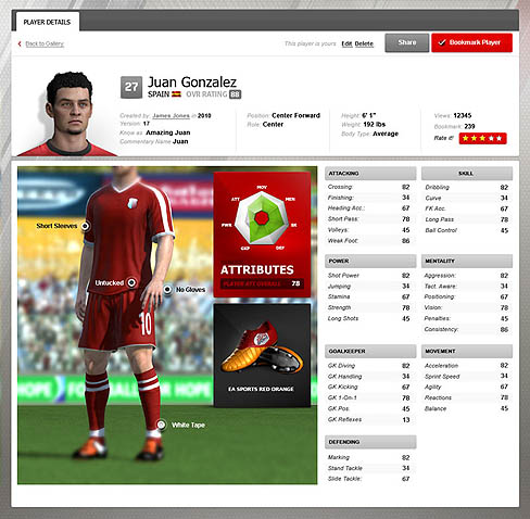 画像ギャラリー No.002のサムネイル画像 / EA SPORTSが「FIFA 11」の新機能「Creation Center」を発表。選手やチームを制作し，ネットで仲間と交換可能に