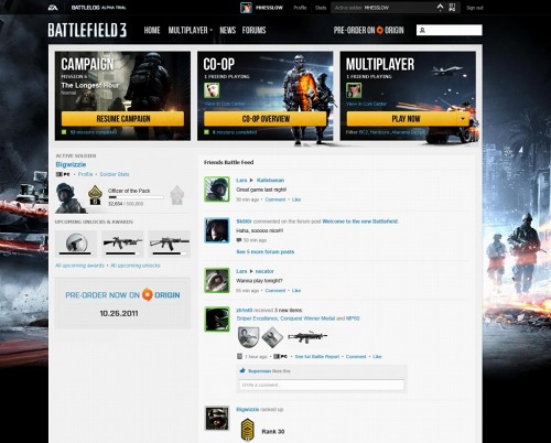 画像ギャラリー No.003のサムネイル画像 / 「Battlefield 3」,SNS機能「Battlelog」の詳細が明らかに。ゲーム内で友人との交流やアチーブメント争いが可能