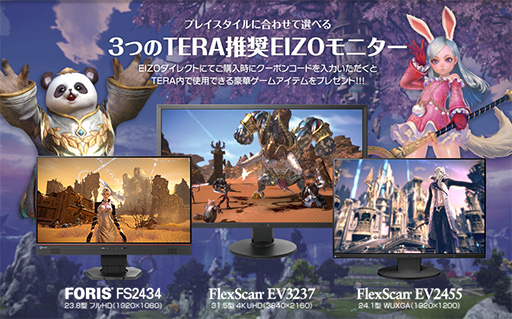 画像ギャラリー No.001のサムネイル画像 / EIZO製ディスプレイ3製品が「TERA」推奨認定取得。アイテム特典付きに