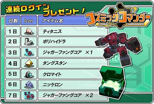 画像ギャラリー No.005のサムネイル画像 / 「コズミックコマンダー」第2ゲームクールが本日開始。連続ログイン報酬更新