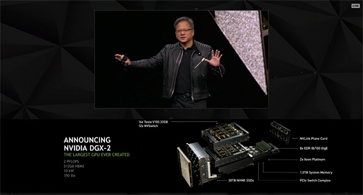 画像ギャラリー No.005のサムネイル画像 / ［GTC 2018］NVIDIA，8万1920基のCUDA Coreを統合した“世界最大のGPU”「DGX-2」発表。新開発の「NVSwitch」で16基のTeslaを相互接続