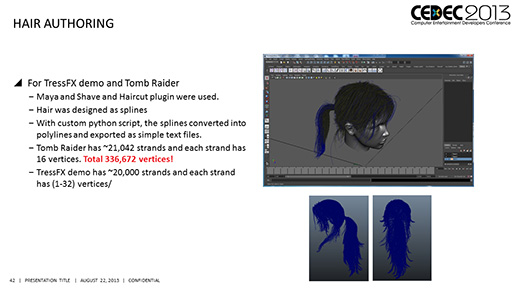 画像ギャラリー No.015のサムネイル画像 / ［CEDEC 2013］さらさらヘア実現の秘密が明らかに。「TOMB RAIDER」PC版の毛髪レンダリング技術「TressFX Hair」はこうして実現された