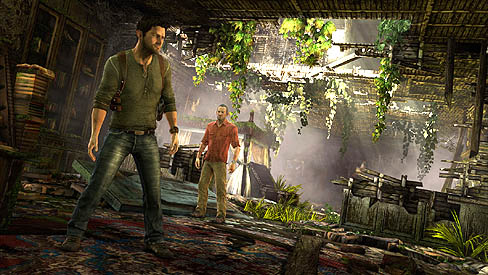 画像ギャラリー No.001のサムネイル画像 / 「Uncharted 3: Drake's Deception」の最新スクリーンショットが公開。フランスのシャトーで，主人公ネイサンがピンチに