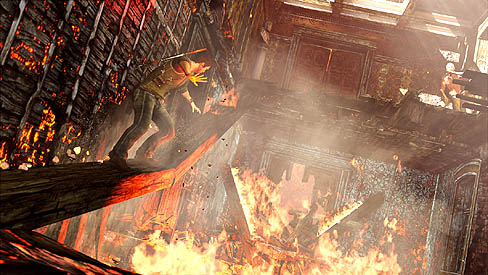 画像ギャラリー No.002のサムネイル画像 / 「Uncharted 3: Drake's Deception」の最新スクリーンショットが公開。フランスのシャトーで，主人公ネイサンがピンチに