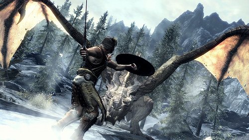画像ギャラリー No.020のサムネイル画像 / [E3 2011］「The Elder Scrolls V：Skyrim」のライブデモがE3で公開。マンモスがのし歩くWhiterunの荒野でドラゴンと死闘