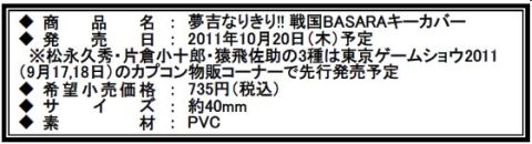 画像ギャラリー No.034のサムネイル画像 / 「戦国BASARA」，最新グッズ情報を公開。一部商品はTGS2011で先行販売