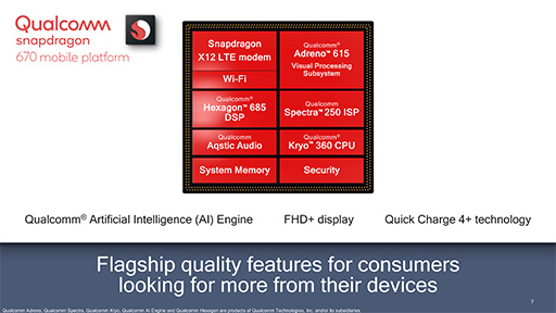 画像ギャラリー No.002のサムネイル画像 / Qualcommが新型SoC「Snapdragon 670」発表。ミドルクラス市場向け端末におけるAI処理性能を強化