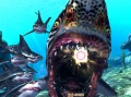 [AOU2011]裸眼立体視対応の52インチ大画面，映像に合わせて吹き出すエアー。セガの新作ガンシューティング「Let\'s GO ISLAND 3D」が出展中