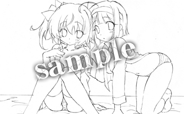 画像ギャラリー No.008のサムネイル画像 / 色はないけど肌色が多いことは分かる。「快盗天使ツインエンジェル〜時とセカイの迷宮〜」，店舗別購入特典イラストのラフ画が公開に