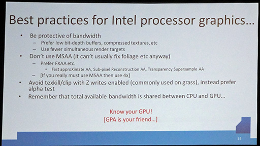 画像ギャラリー No.012のサムネイル画像 / ［GDC 2013］次世代CPU「Haswell」搭載Ultrabookは，今よりもゲームが得意になる？ Intel，導入する拡張を解説