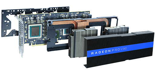 画像ギャラリー No.003のサムネイル画像 / AMD,VegaベースGPUを2基搭載する「Radeon Pro V340」を発表。1枚で32ユーザーをサポートするVDI向けグラフィックスカード