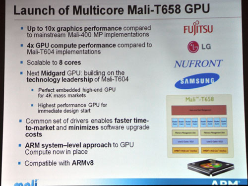 画像ギャラリー No.011のサムネイル画像 / ARM,最大8コアのGPU「Mali-T658」を発表。従来比10倍の性能を実現