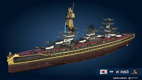 画像ギャラリー No.001のサムネイル画像 / 「World of Warships」，艦橋が甲冑姿の武士に変貌する新スキン“日本の城 ‐ 扶桑”が登場に