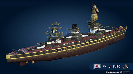 画像ギャラリー No.002のサムネイル画像 / 「World of Warships」，艦橋が甲冑姿の武士に変貌する新スキン“日本の城 ‐ 扶桑”が登場に
